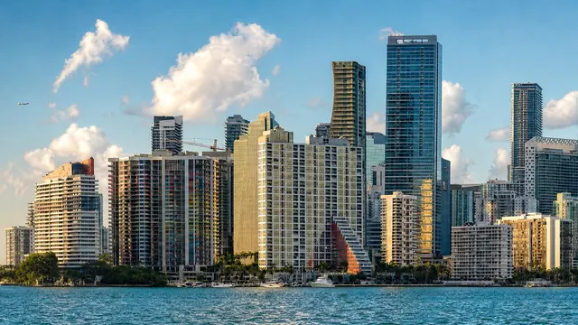 The Miami skyline from Biscayne Bay.