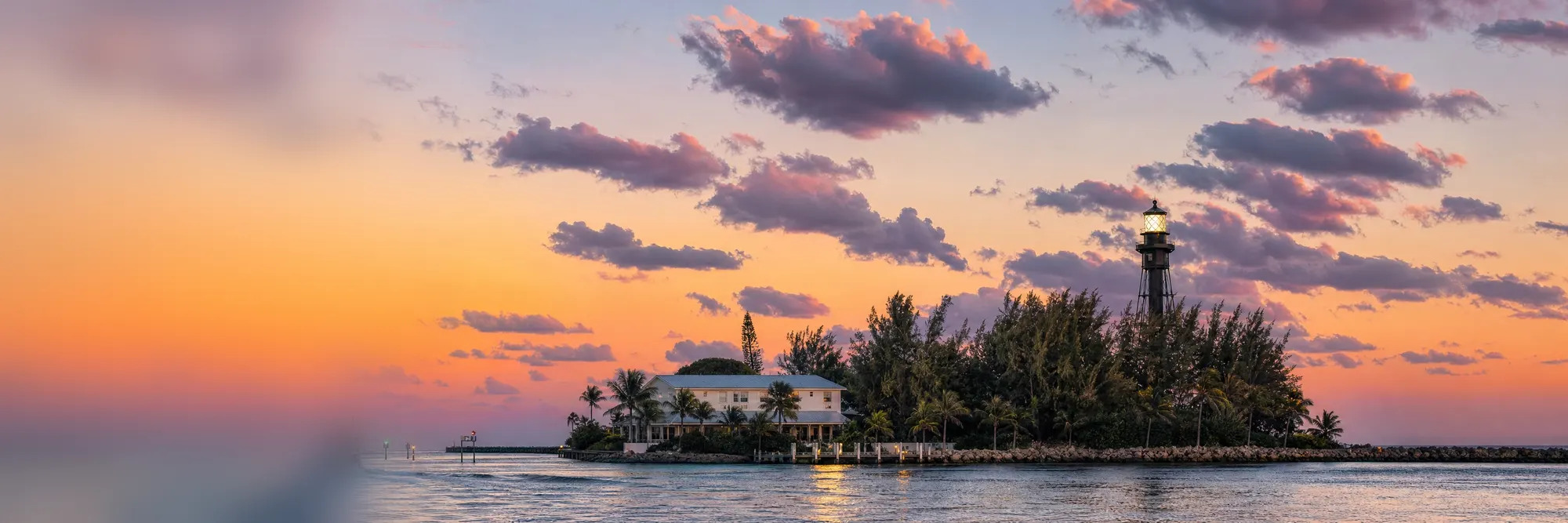 Hillsboro Inlet Light at sunset.