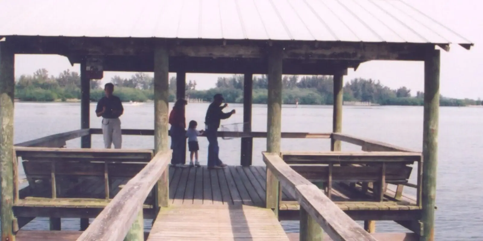 A covered pier on the Indian River Lagoon.