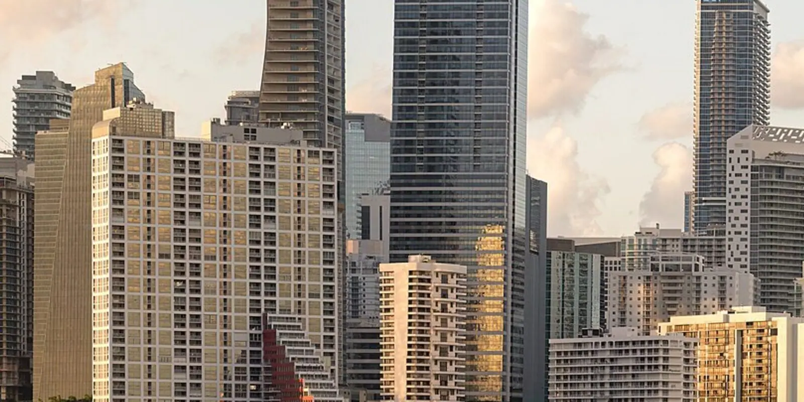 The Miami skyline from the bay, Miami-Dade County.
