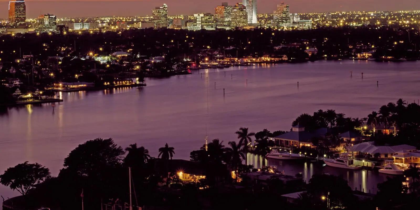 Sunset over the Fort Lauderdale waterway, Broward County.