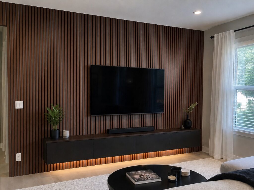 Wood Slat Feature Wall — after