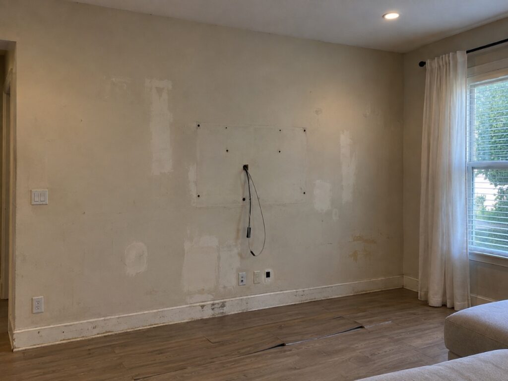 Wood Slat Feature Wall — before