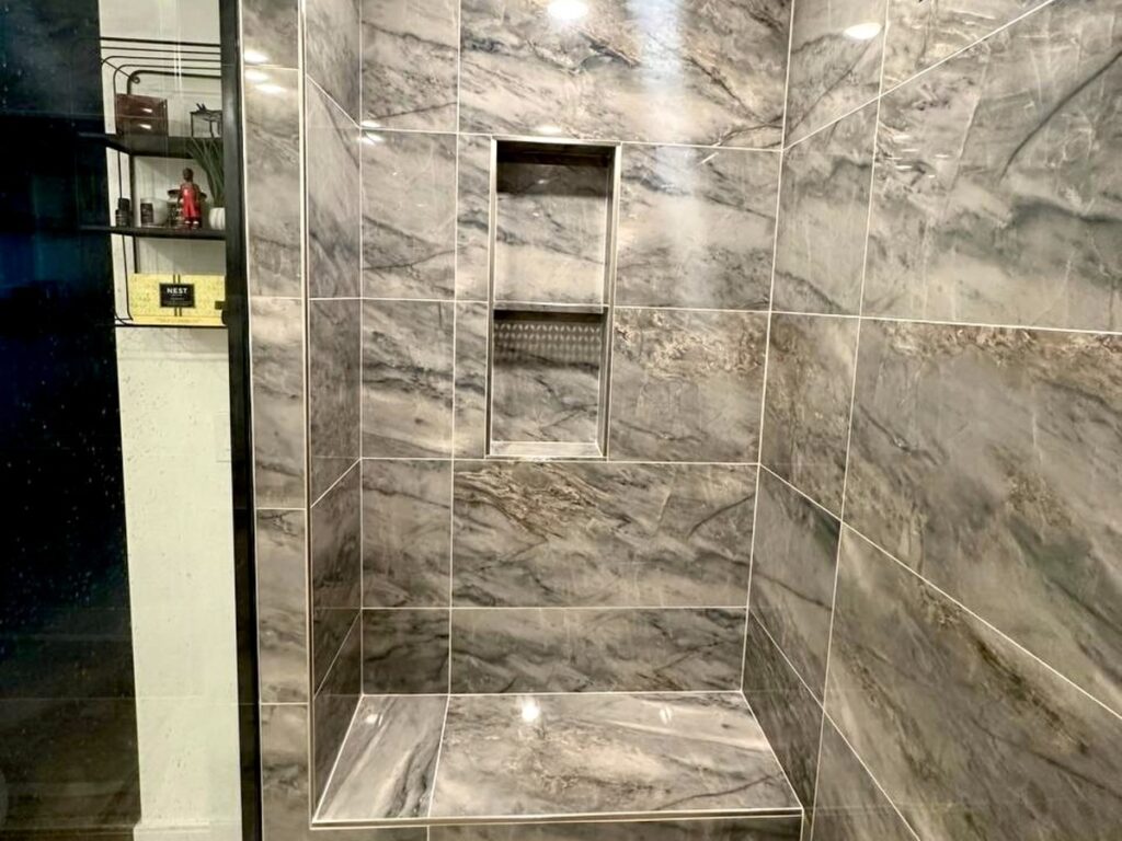Marble-Look Shower — after