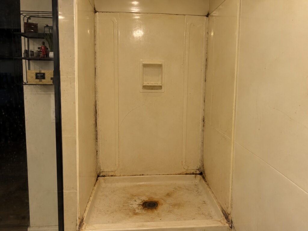 Marble-Look Shower — before